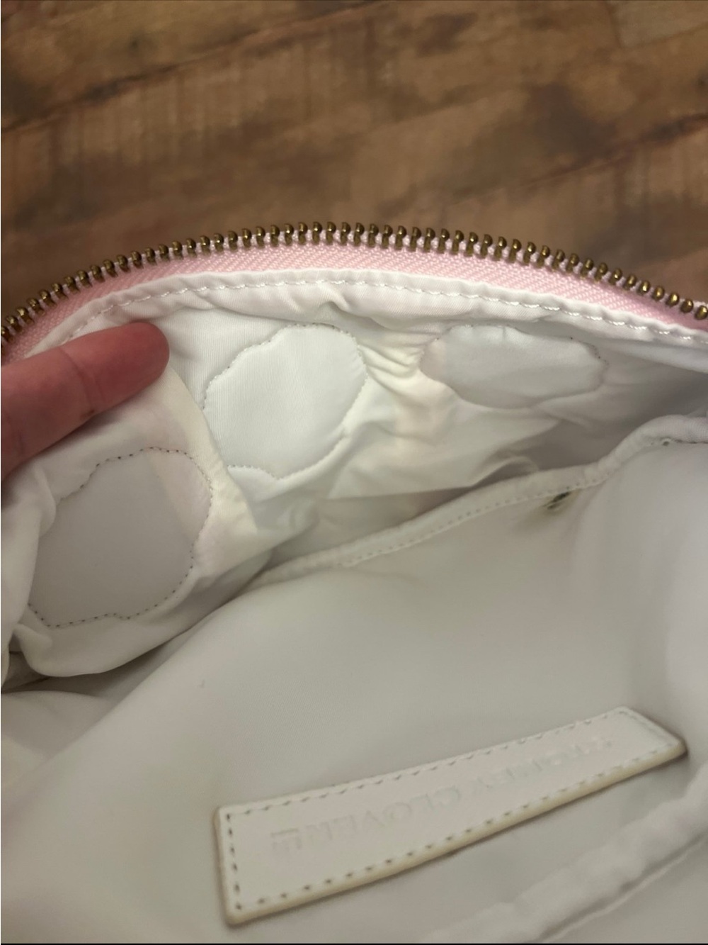 Stoney Clover Lane Terry Pink & Cream Shell Embroidered Fanny Pack - Picture 5 of 6
